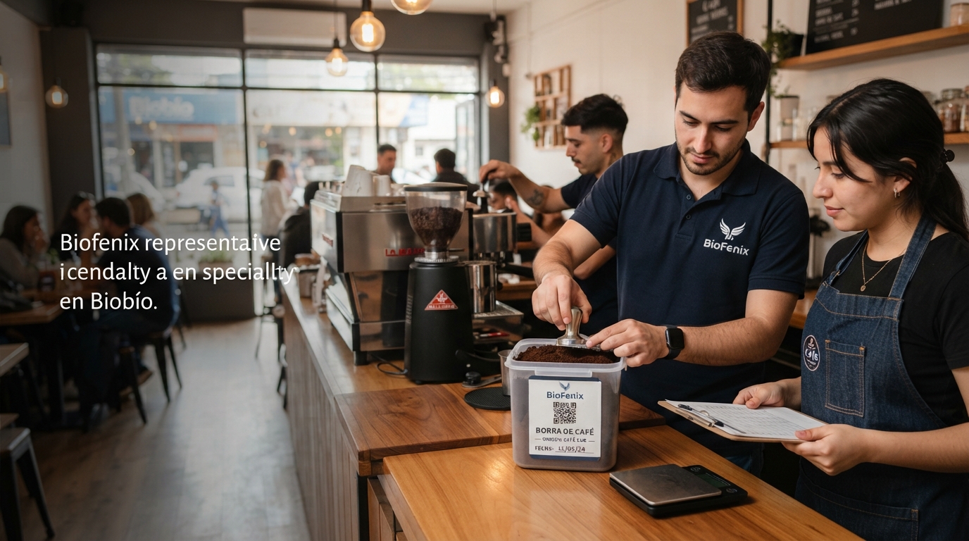 Retiro profesional de borra de café en una cafetería